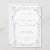 Fancy Stofblauwe Oude Geld Foto Retro Bruiloft Save The Date (Achterkant)
