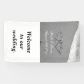 Fancy strand foto zomerbestemming bruiloft spandoek (Horizontaal)