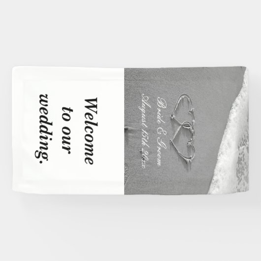 Fancy strand foto zomerbestemming bruiloft spandoek (Horizontaal)