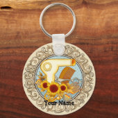 Fancy Sunflowers Schoonheidsspecialiste   Sleutelhanger (Voorkant)