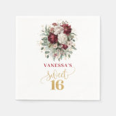 Fancy Sweet 16 Blush Burgundy Goud Servetten (Voorkant)
