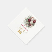 Fancy Sweet 16 Blush Burgundy Goud Servetten (Hoek)