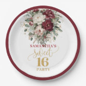 Fancy Sweet 16 Blush Burgundy Gouden Bord (Voorkant)