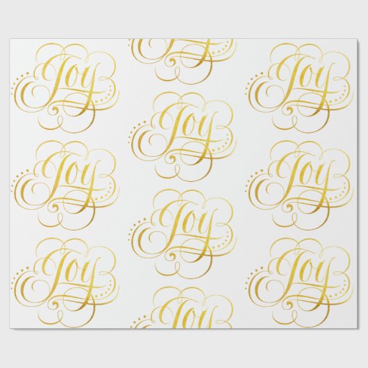 Fancy Swirly Joy Gold Calligrafie Lettering Cadeaupapier (Vlak)