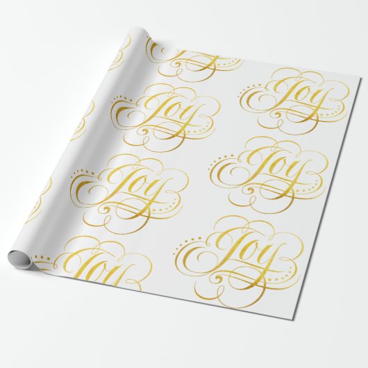 Fancy Swirly Joy Gold Calligrafie Lettering Cadeaupapier (Uitgerold)