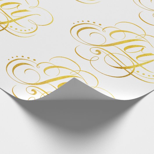 Fancy Swirly Joy Gold Calligrafie Lettering Cadeaupapier (Hoek)