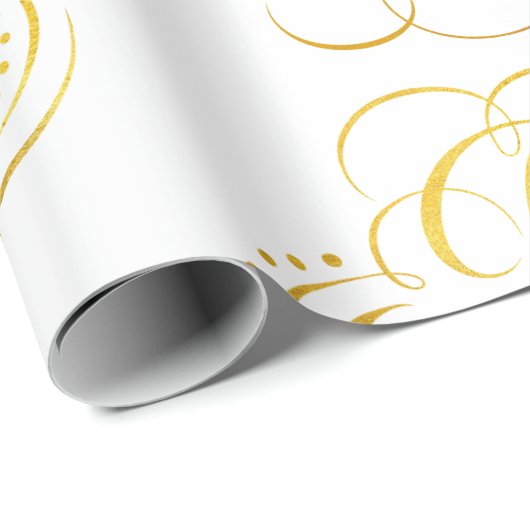Fancy Swirly Joy Gold Calligrafie Lettering Cadeaupapier (Rol Hoek)