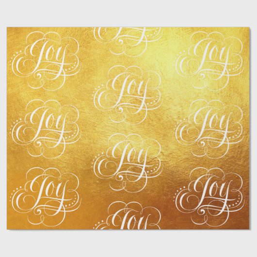 Fancy Swirly Joy Gold Foil Lettering Kalligrafie Cadeaupapier (Vlak)