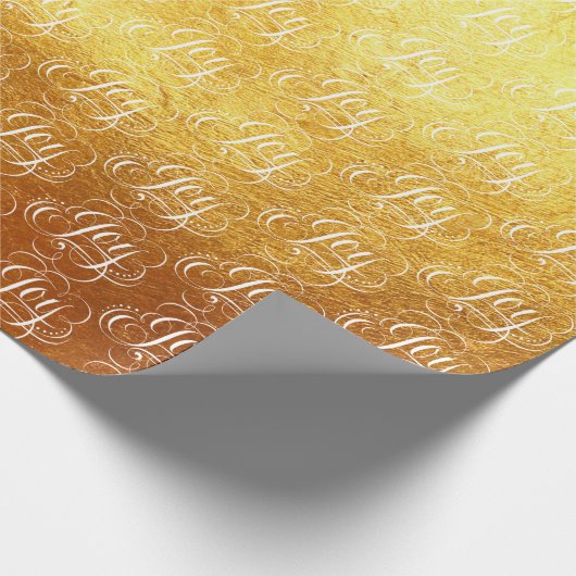 Fancy Swirly Joy Gold Foil Lettering Kalligrafie Cadeaupapier (Hoek)