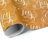 Fancy Swirly Joy Gold Foil Lettering Kalligrafie Cadeaupapier (Rol Hoek)