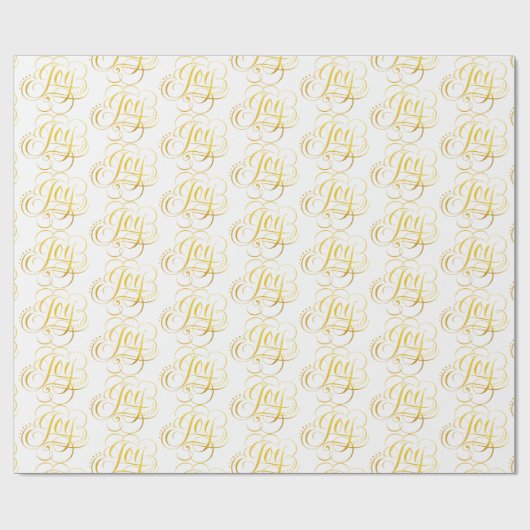 Fancy Swirly Joy Gold kerstkalligrafie Cadeaupapier (Vlak)