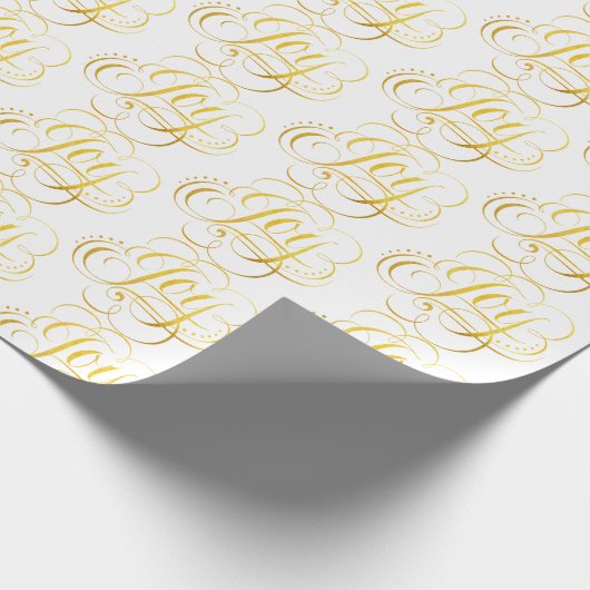 Fancy Swirly Joy Gold kerstkalligrafie Cadeaupapier (Hoek)