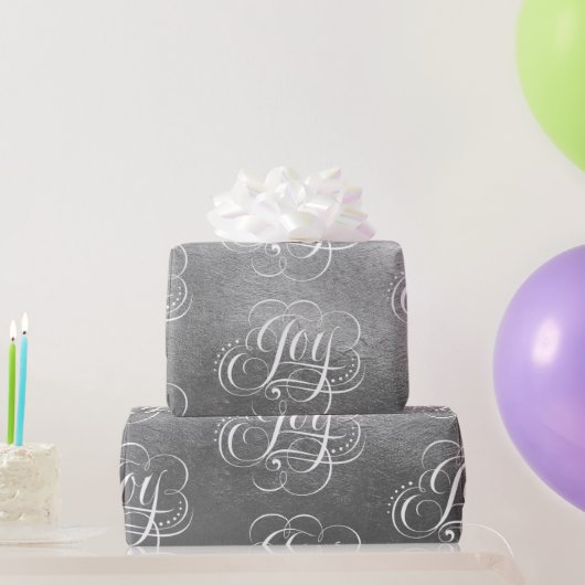 Fancy Swirly Joy Silver Foil Lettering Kalligrafie Cadeaupapier (Feestgeschenken)