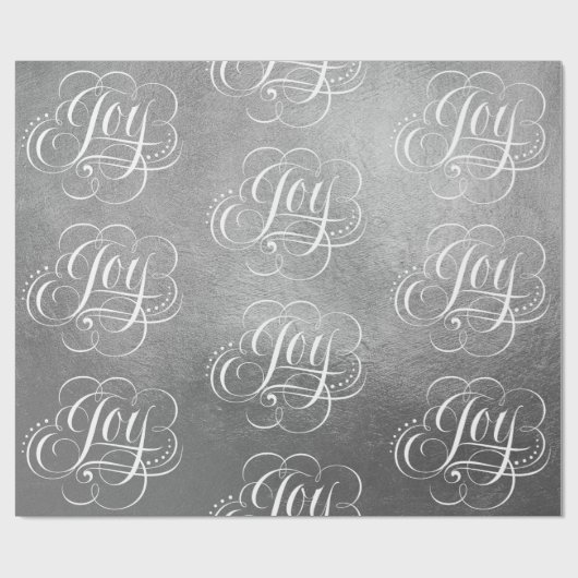 Fancy Swirly Joy Silver Foil Lettering Kalligrafie Cadeaupapier (Vlak)