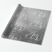 Fancy Swirly Joy Silver Foil Lettering Kalligrafie Cadeaupapier (Uitgerold)