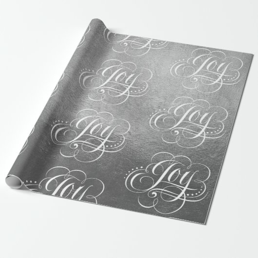 Fancy Swirly Joy Silver Foil Lettering Kalligrafie Cadeaupapier (Uitgerold)