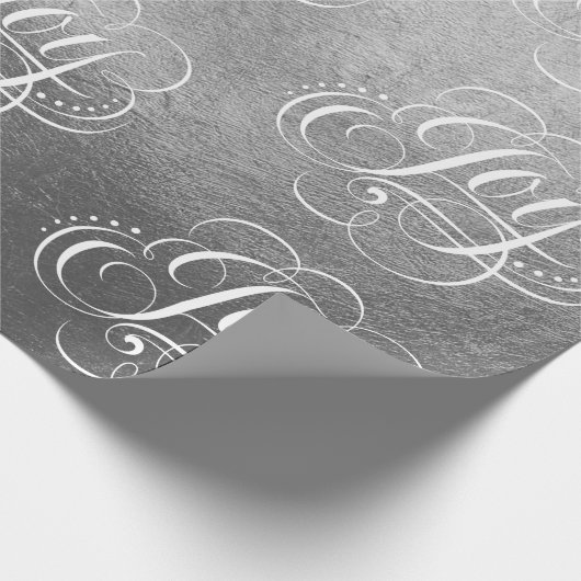 Fancy Swirly Joy Silver Foil Lettering Kalligrafie Cadeaupapier (Hoek)