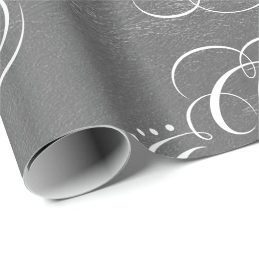 Fancy Swirly Joy Silver Foil Lettering Kalligrafie Cadeaupapier (Rol Hoek)