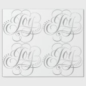 Fancy Swirly Joy Silver kerstkalligrafie Cadeaupapier (Vlak)