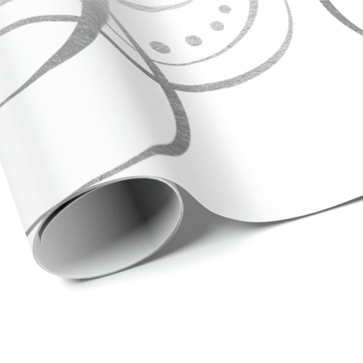 Fancy Swirly Joy Silver kerstkalligrafie Cadeaupapier (Rol Hoek)