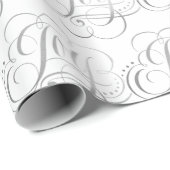 Fancy Swirly Joy Zilveren Folie Kalligrafie Kerst Cadeaupapier (Rol Hoek)
