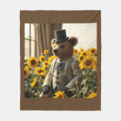 Fancy teddybeer in de zonnebloemen fleece deken (Voorkant)