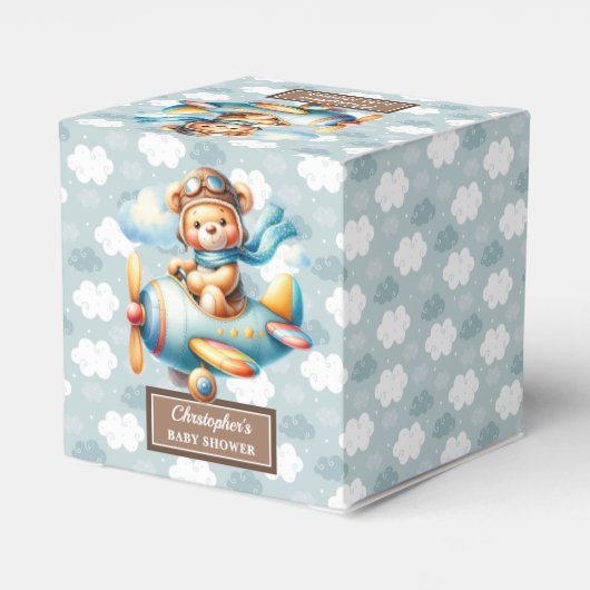 Fancy teddybeer piloot Baby shower gunstbox Bedankdoosjes (Achterkant)