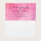Fancy tekst roze waterkleurmonogram visitekaartje (Binnenkant ongevouwen)