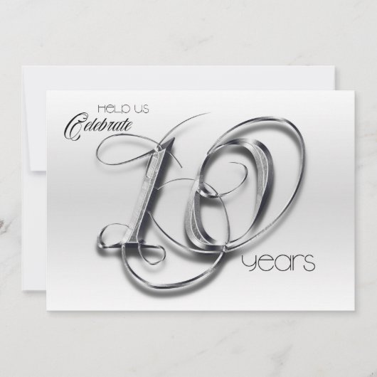 Fancy Tin 10th Wedding Jubileum Uitnodiging (Voorkant)