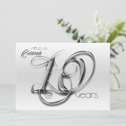 Fancy Tin 10th Wedding Jubileum Uitnodiging (Staand voorkant)