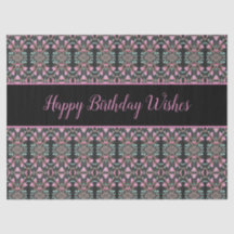 Fancy tissuepapier met vrolijke verjaardagswensen