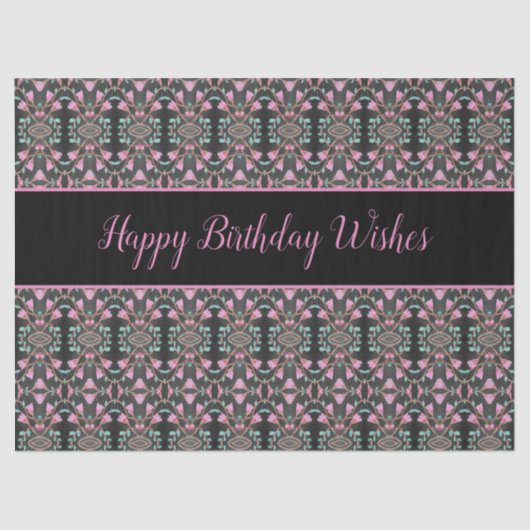 Fancy tissuepapier met vrolijke verjaardagswensen (Voorkant)