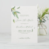 Fancy Toscane olijfbladeren-Save de datum Kaart (Staand voorkant)