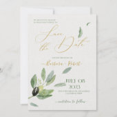 Fancy Toscane olijfbladeren-Save de datum Kaart (Voorkant)