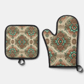 Fancy traditioneel ovenwant & pannenlap set (Voorkant)