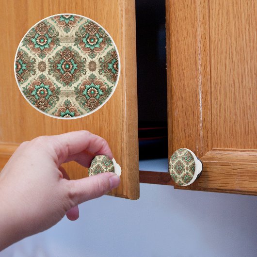 Fancy traditionele bloemen keramische knop