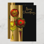 Fancy Tree Ornamenten Rood Goud Kerstfeest Kaart (Voorkant / Achterkant)