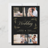 Fancy Trendy 4 Foto's Collage Wedding Uitnodiging (Voorkant)