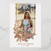 Fancy Trendy Arch Floral Birthday Party Photo Folie Uitnodiging (Voorkant)