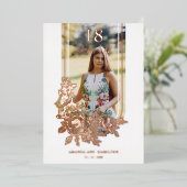 Fancy Trendy Arch Floral Birthday Party Photo Folie Uitnodiging (Staand Voorkant)