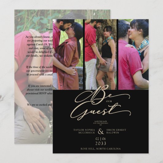 Fancy Trendy Modern 4 Wedding Collage Foto's Save The Date (Voorkant / Achterkant)