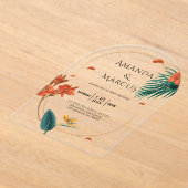 Fancy Tropical Flowers Wedding  Acryl Uitnodigingen (Laagn)