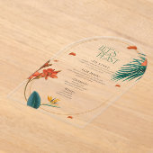 Fancy Tropical Flowers Wedding Menu Acryl Uitnodigingen (Laagn)