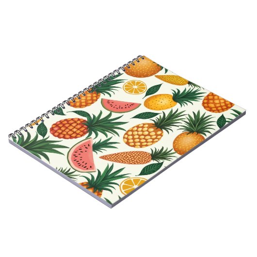 fancy Tropical Fruit Pattern Design notitieboek (Linkerzijde)
