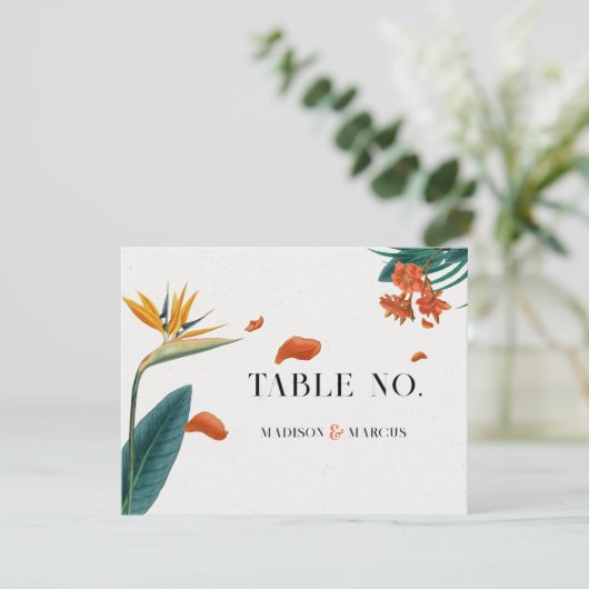 Fancy tropische bloemen bruiloft-dank u kaart 2 (Staand voorkant)