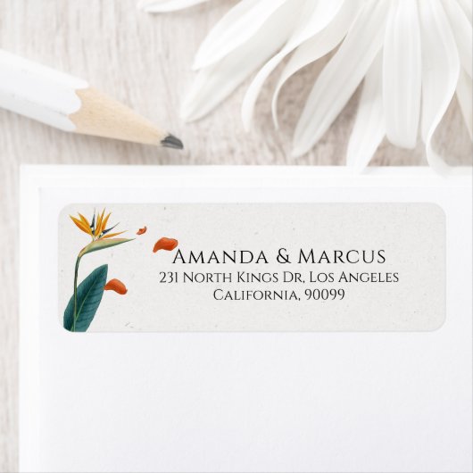 Fancy Tropische Bloemen Bruiloft Etiket (Insitu)