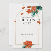 Fancy Tropische Bloemen Bruiloft - Save The Date Kaart (Voorkant)