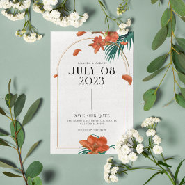 Fancy Tropische Bloemen Bruiloft - Save The Date Kaart