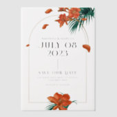 Fancy Tropische Bloemen Bruiloft - Save The Date Vellum Uitnodigingen (Voorkant)