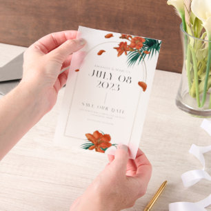 Fancy Tropische Bloemen Bruiloft - Save The Date Vellum Uitnodigingen
